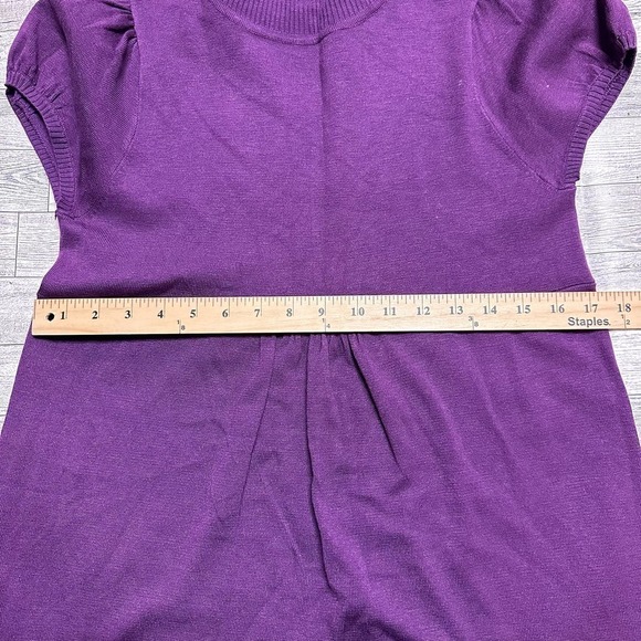 Vanity | Vintage Turtleneck Short Sleeve Knit Dress | Purple | Size: L - Picture 5 of 9